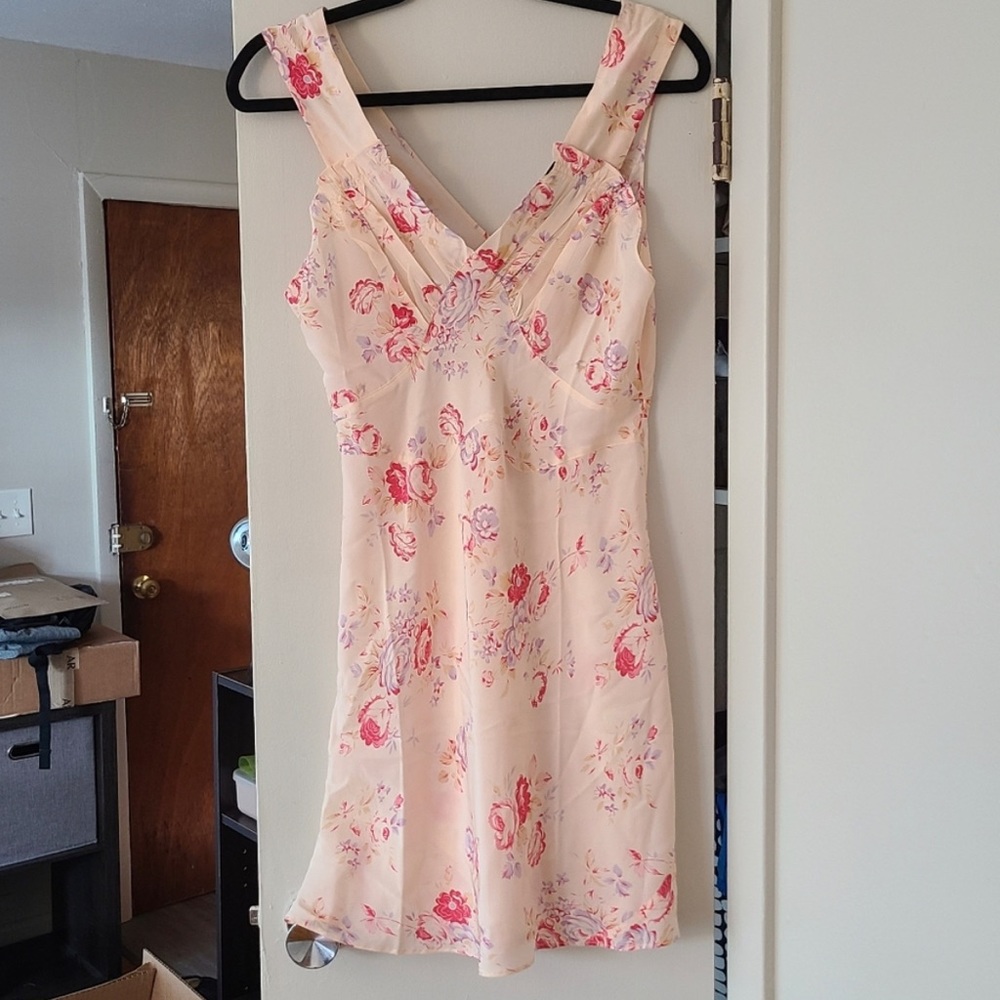 Realisation Par Floral Mini Dress in Cream and Pink
